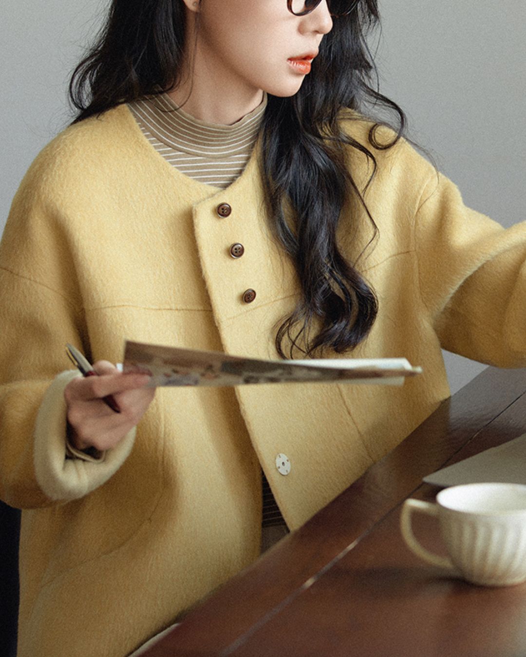 Wool Collarless Short Coat　CT018