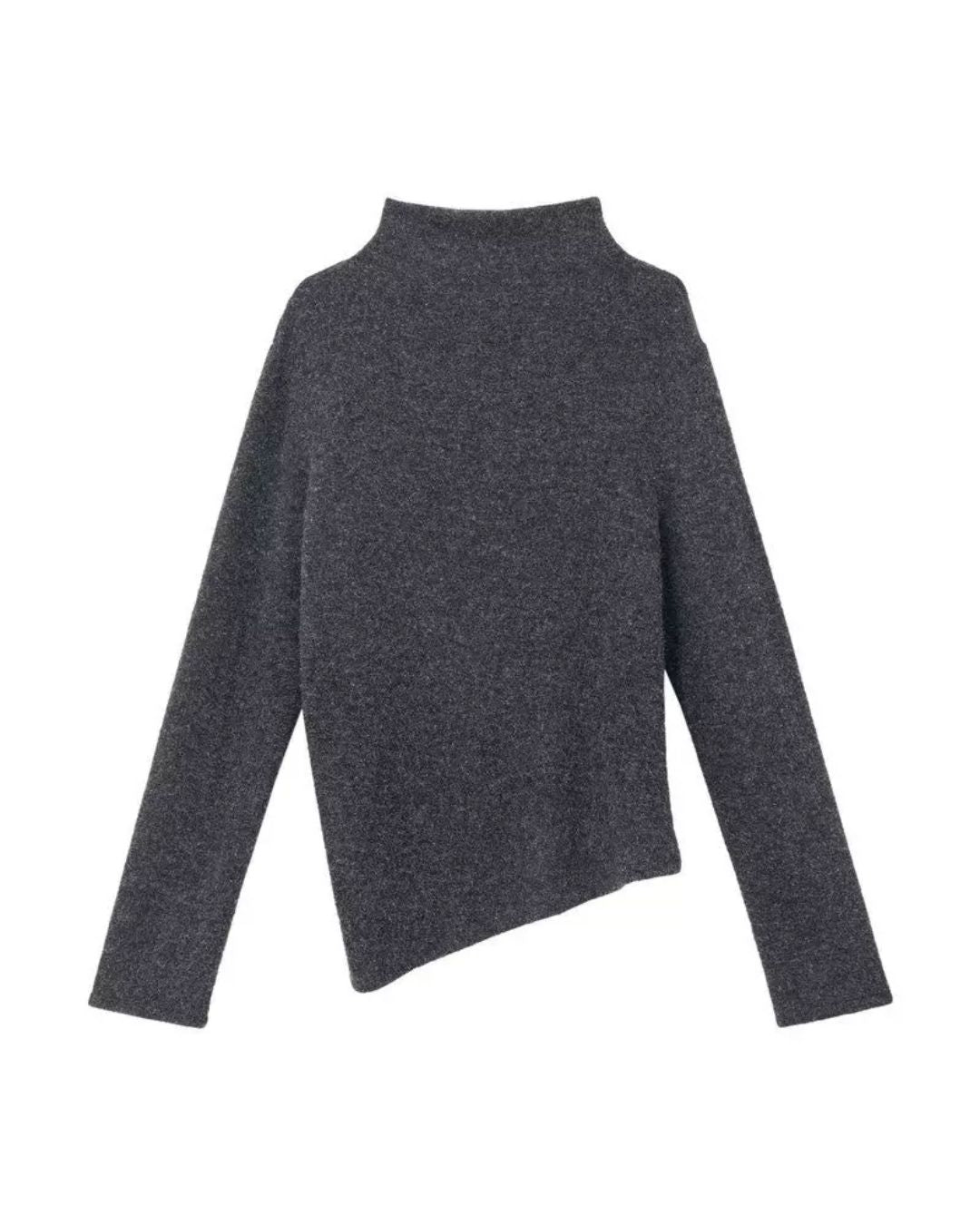 Asymmetrical Hem High Neck Knit　KN107