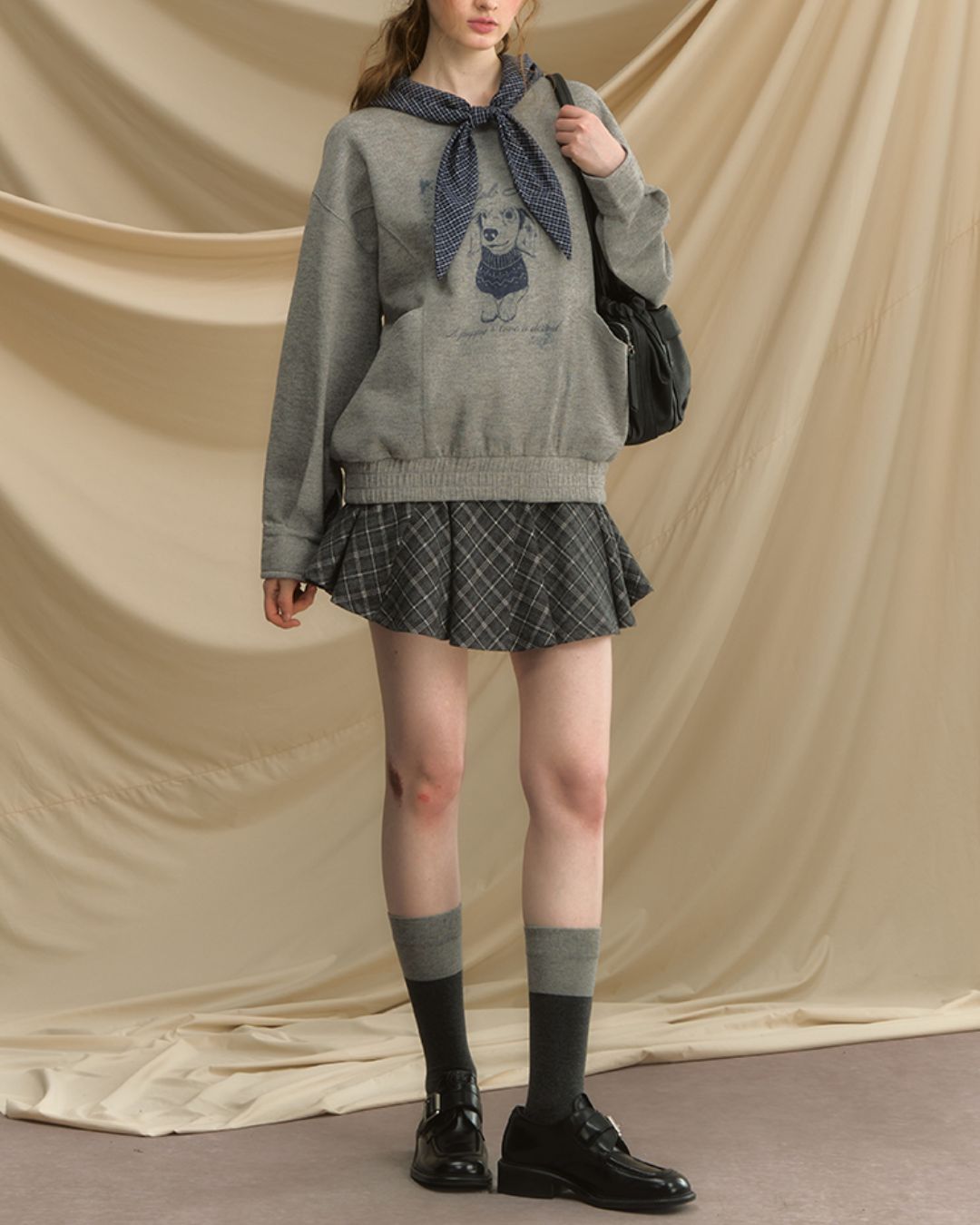 Draped Check Mini Skirt　SK004