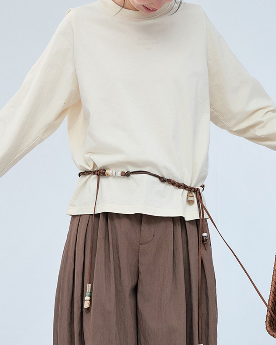 Text Embroidered Cotton Loose T-shirt　LT024