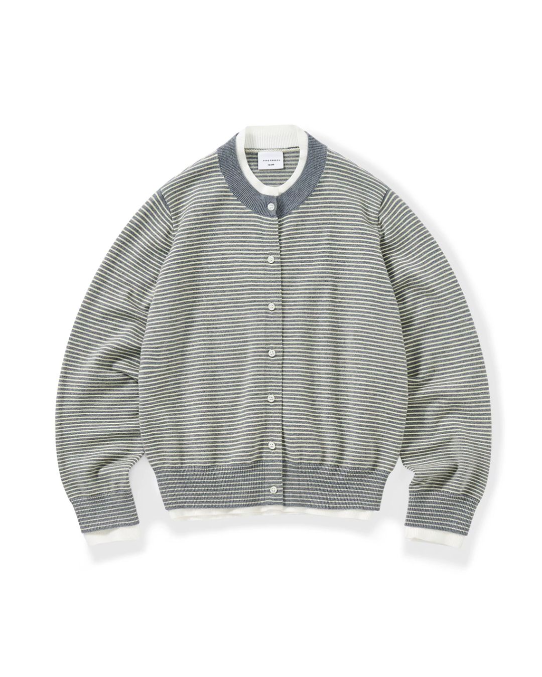 Fake Layered Fine Border Knit Cardigan　KN099