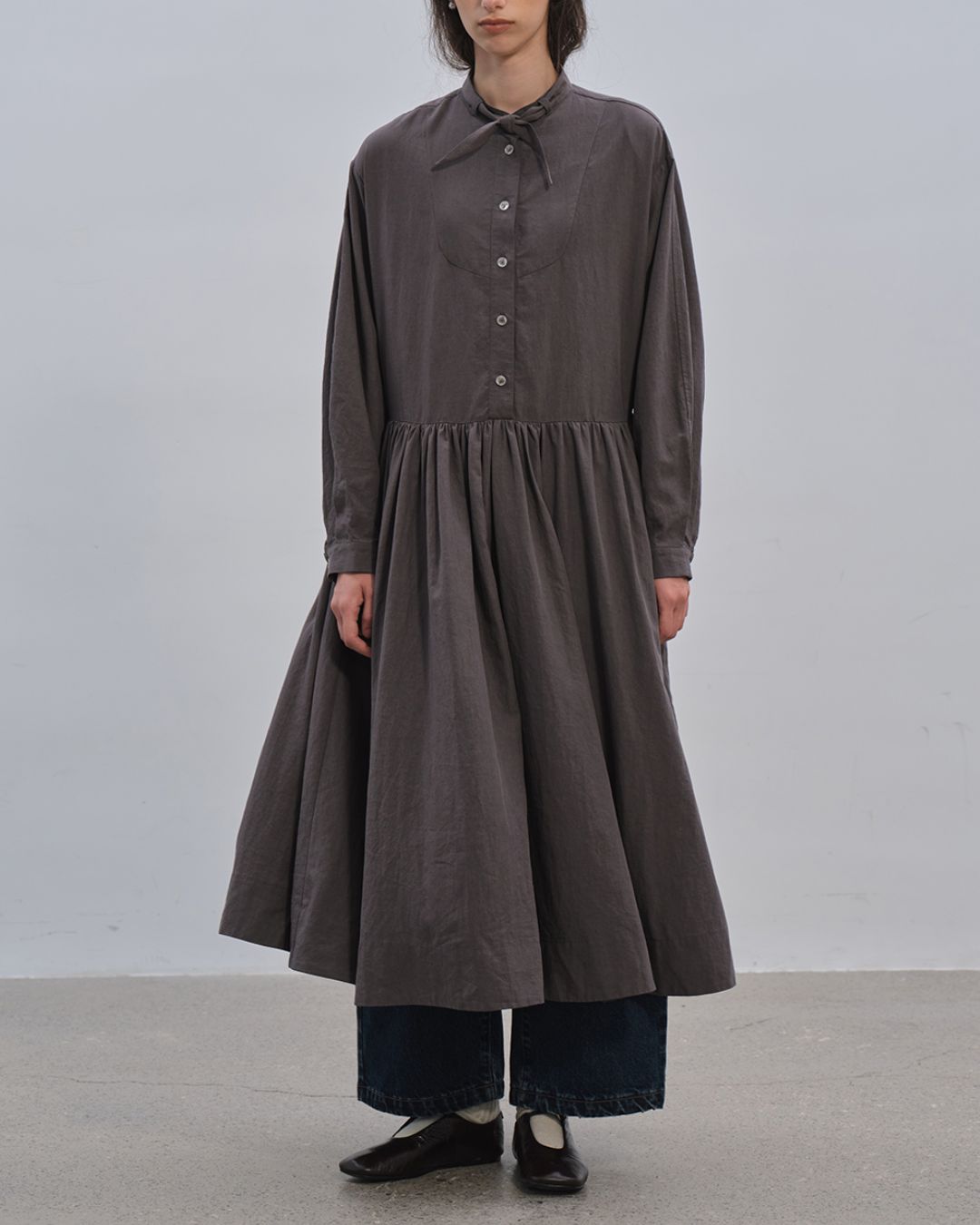 Gathered Long Shirt Dress　OP003
