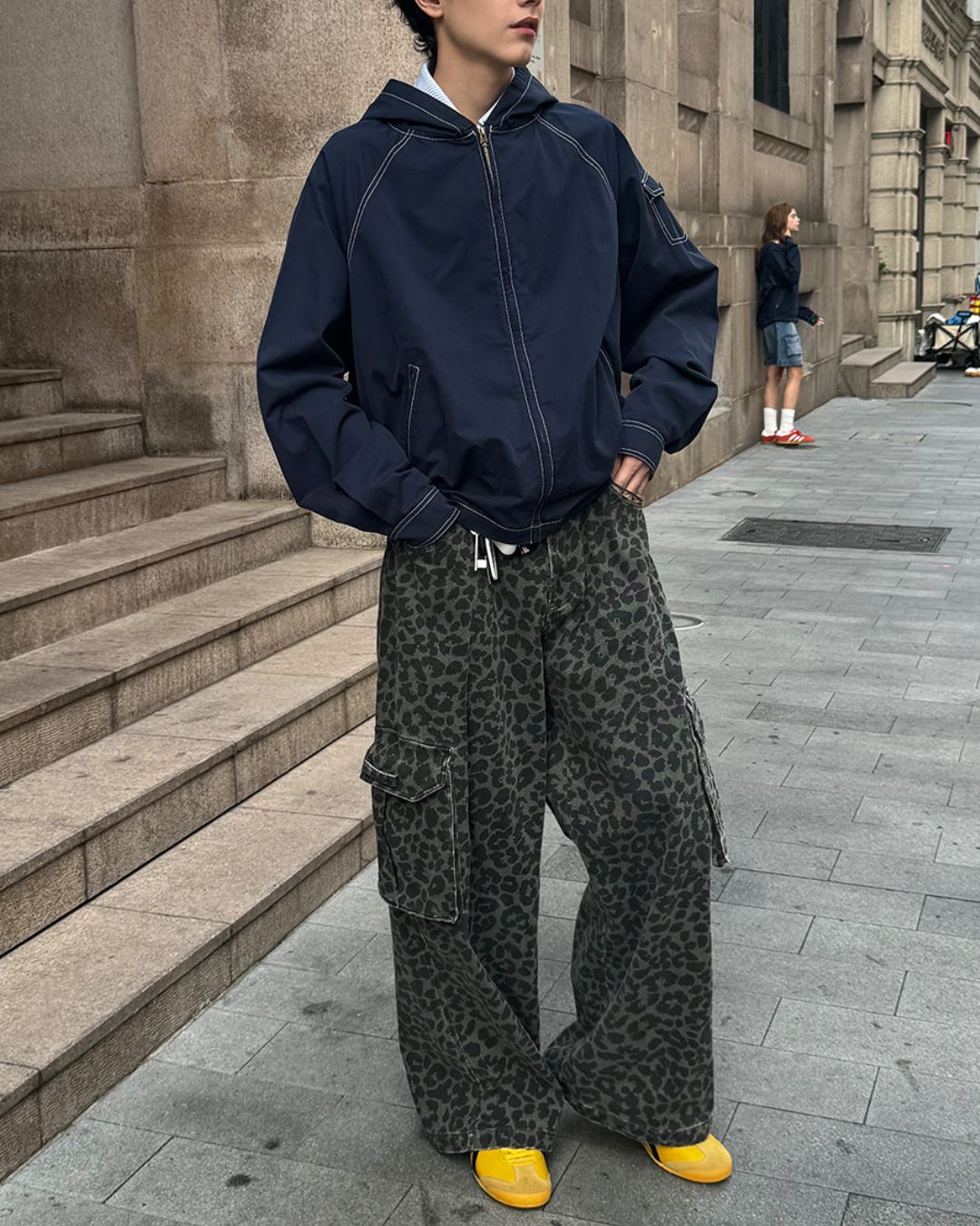 Leopard Print Cargo Denim Pants　PT008