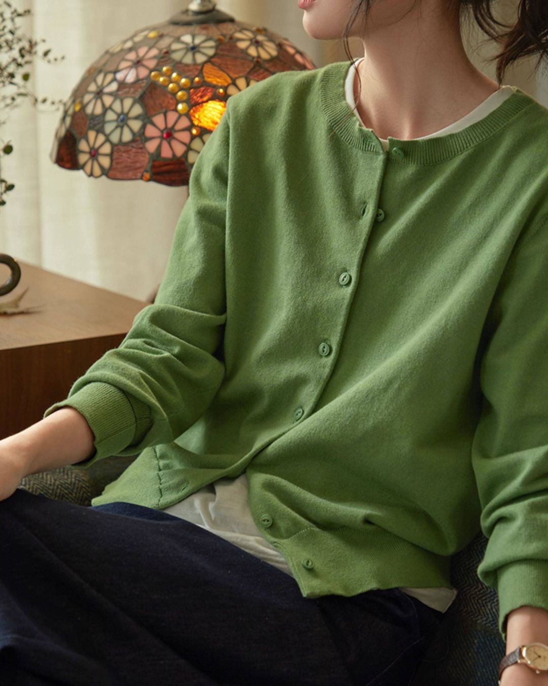 Round Neck Basic Knit Cardigan　KN113