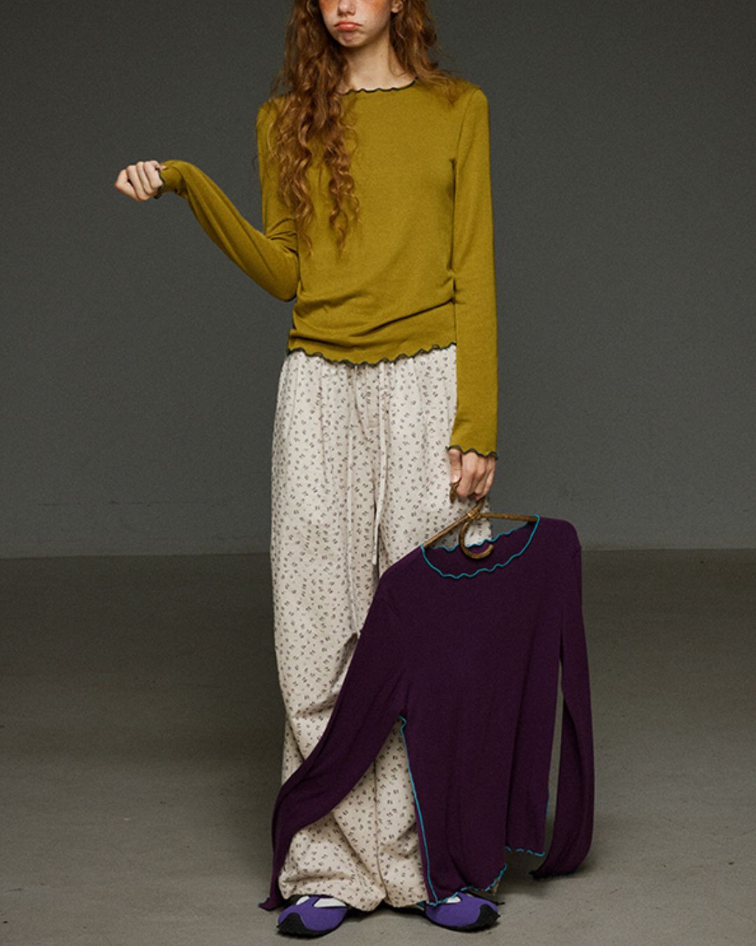 Color Stitch Mellow Frill T-shirt　LT013