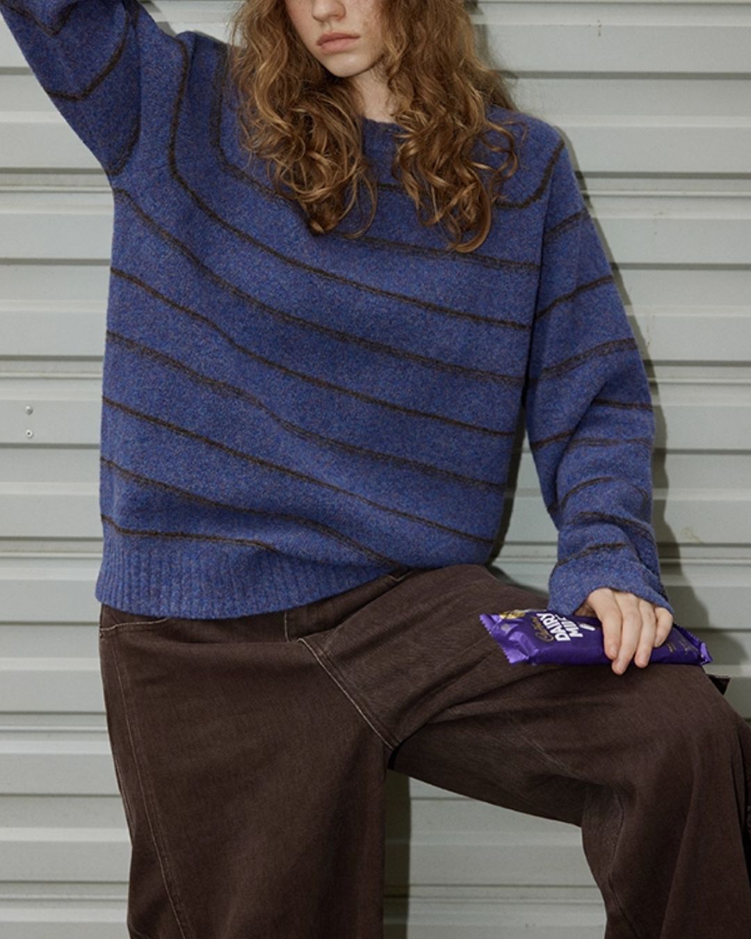 Border Relaxed Sweater　KN042