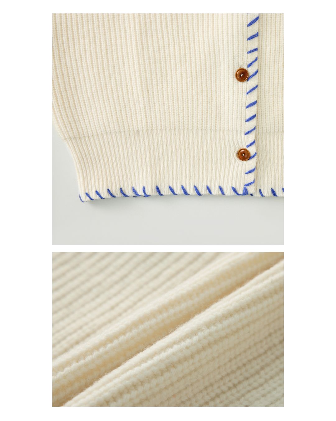 Contrast Stitch Wool Knit Cardigan　KN028