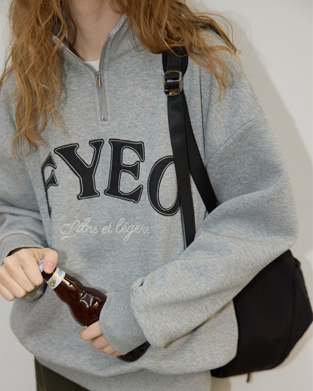 Half-zip Brushed-lined Logo Sweat　SW009