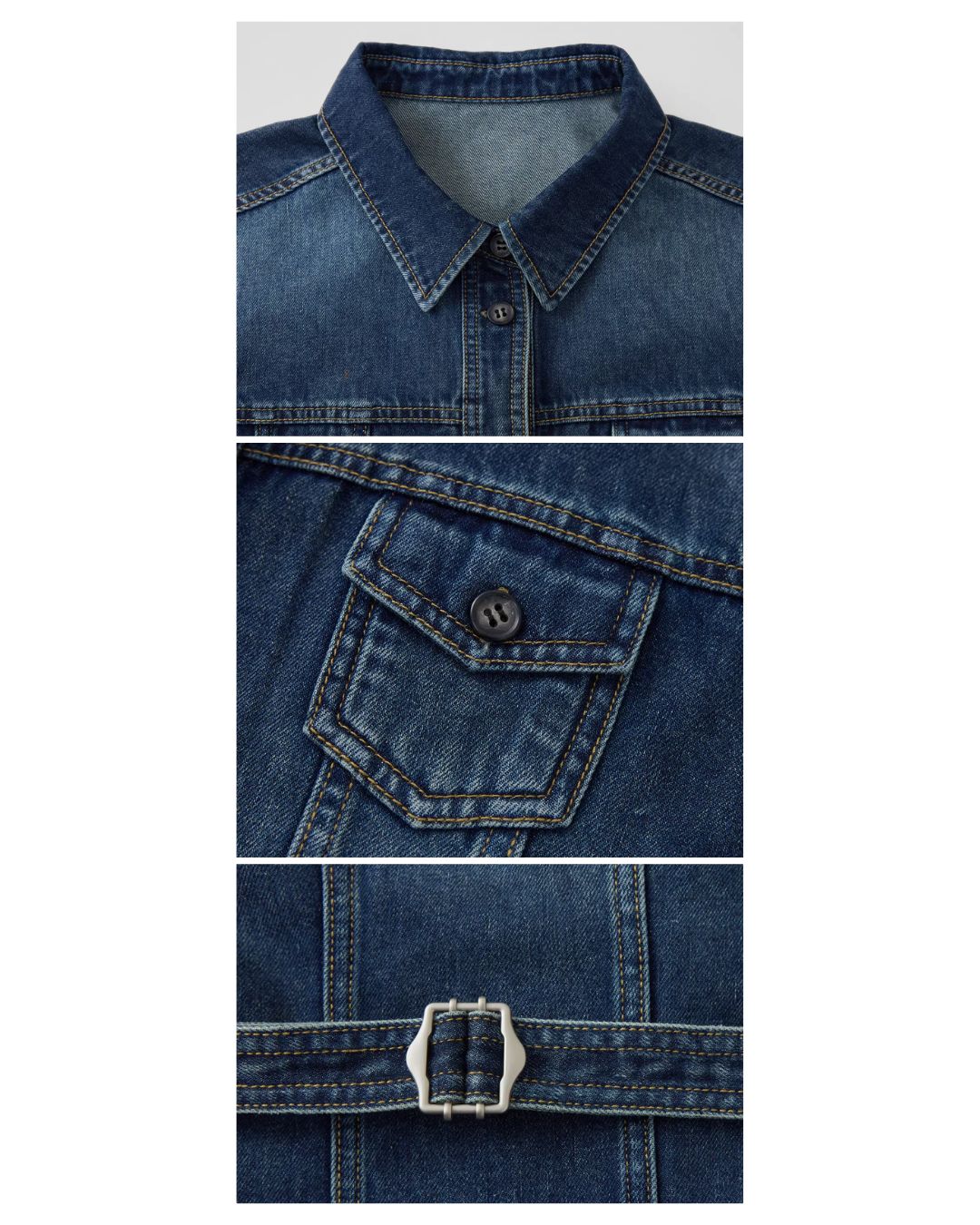 Washed Denim Shirt Jacket & Wide Denim Pants　JK091