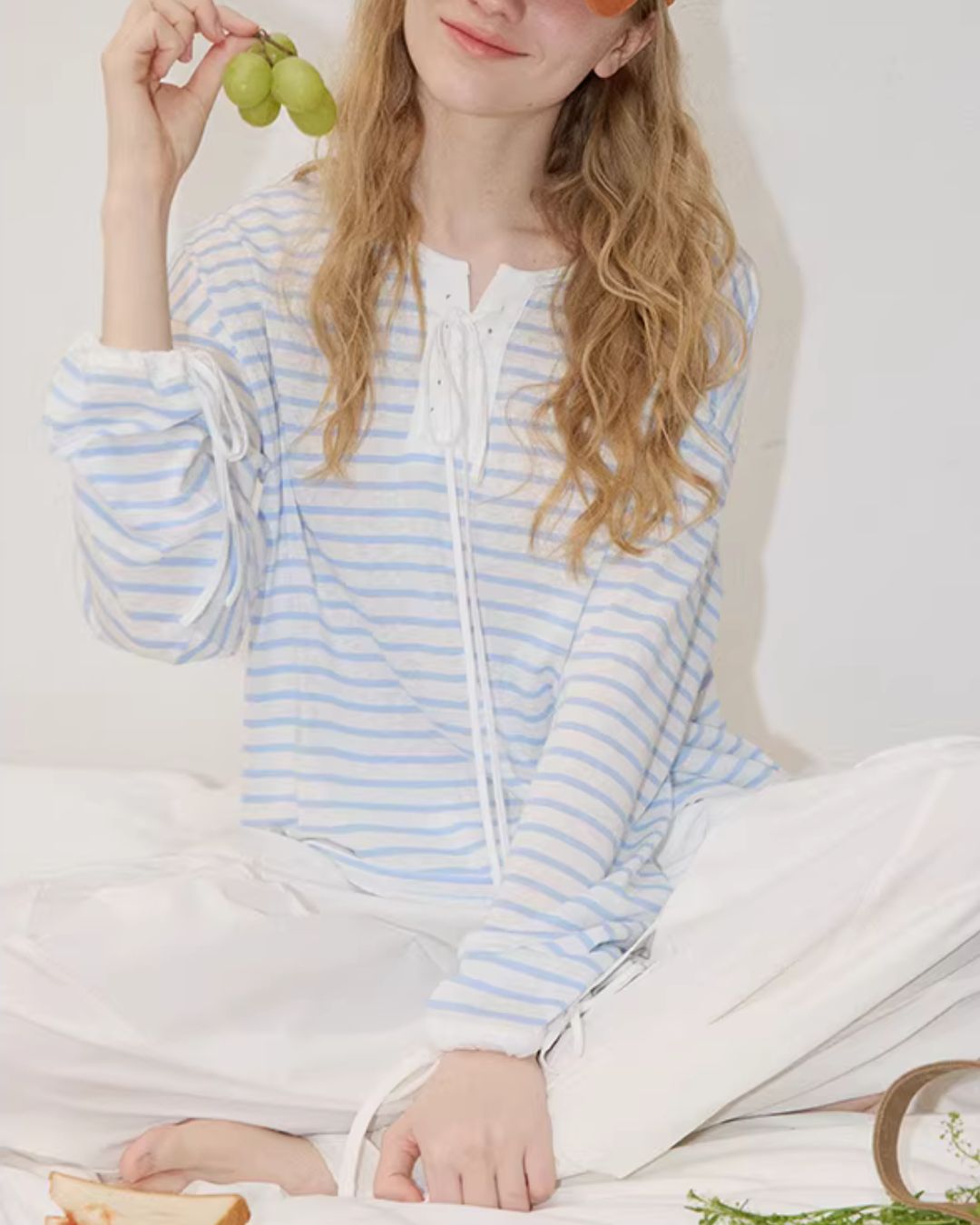 Lace-up Boader Loose T-shirt　LT028
