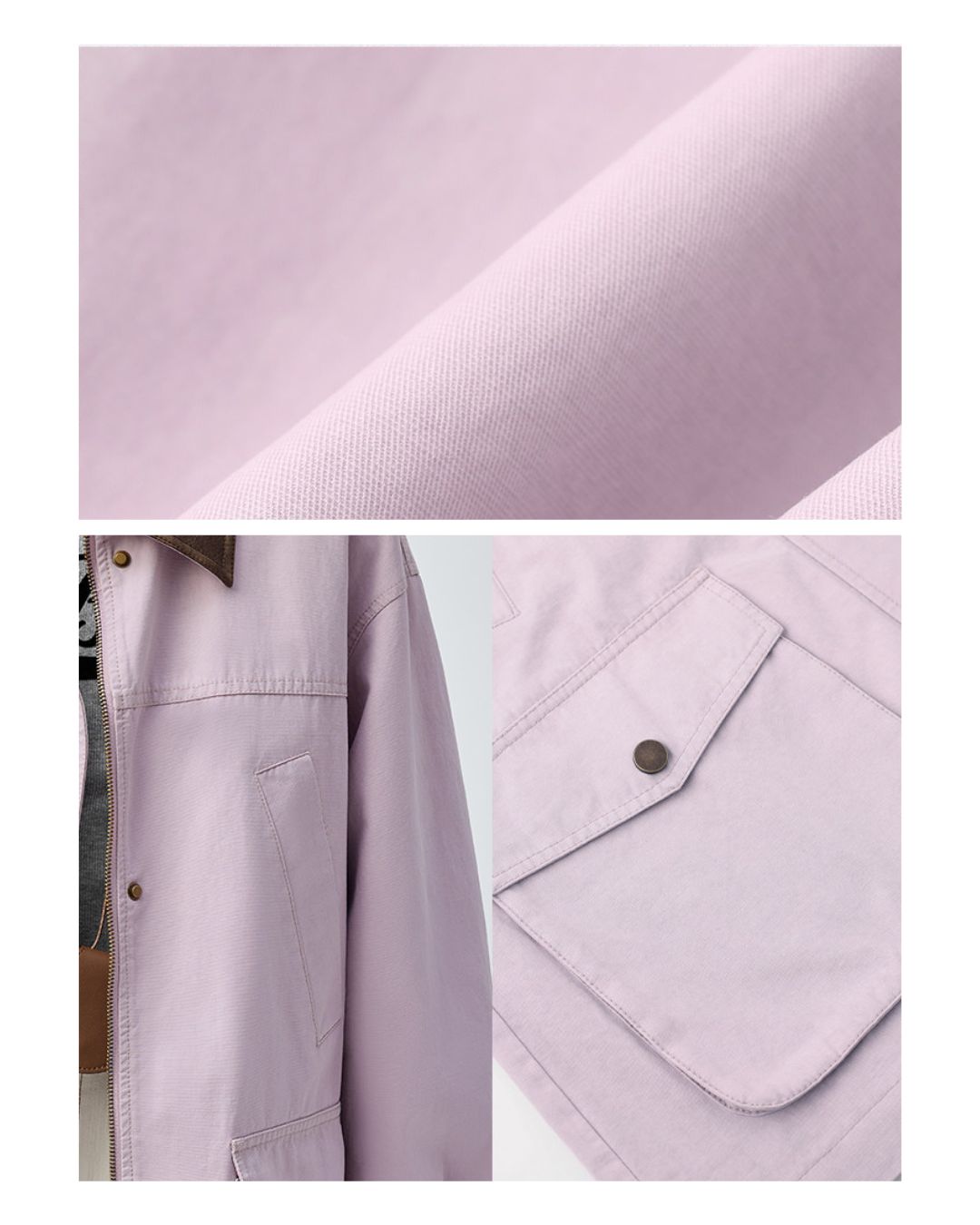 Leather Collar Oversized Work Jacket　JK082