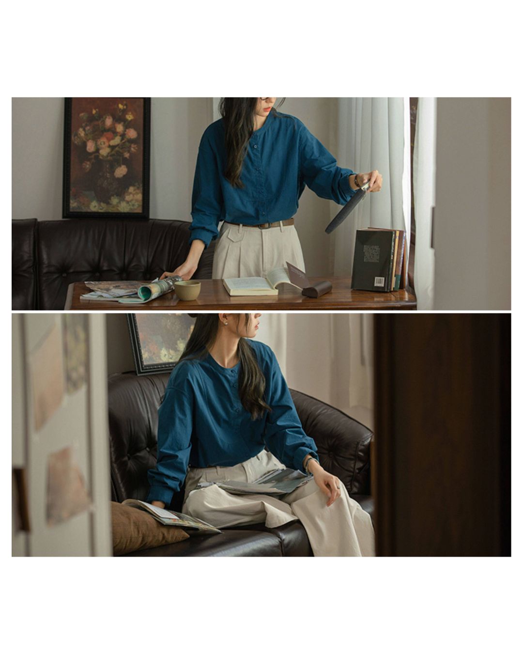 Band Collar Loose Shirt　LS057