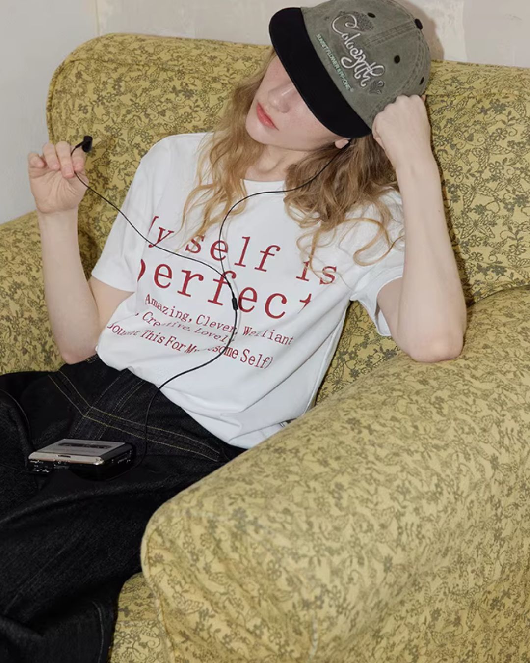 Text Print Crew Neck T-Shirt　ST009