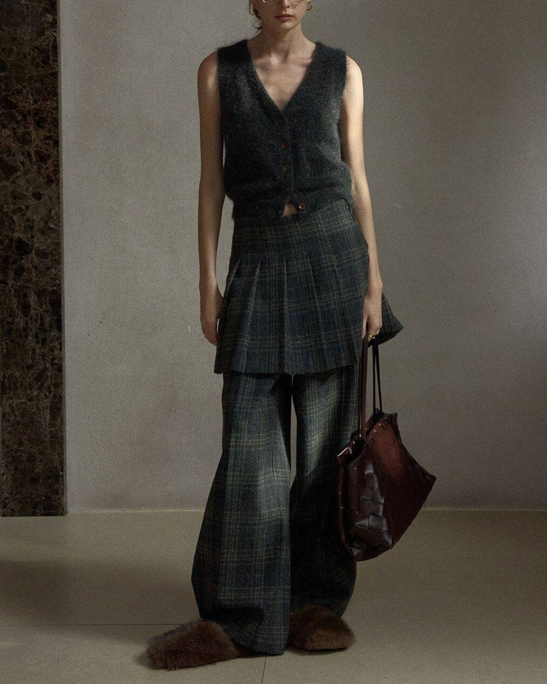 Tartan Check Wool Wide Pants　PT039