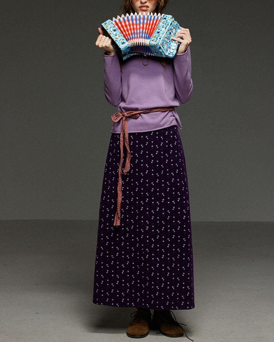 Retro Flower Corduroy Long Skirt　SK013