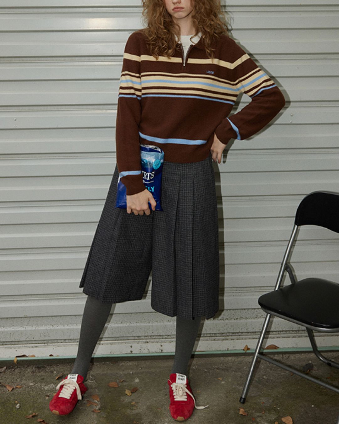 Multi-border Half-zip Polo Collar Knit　KN052