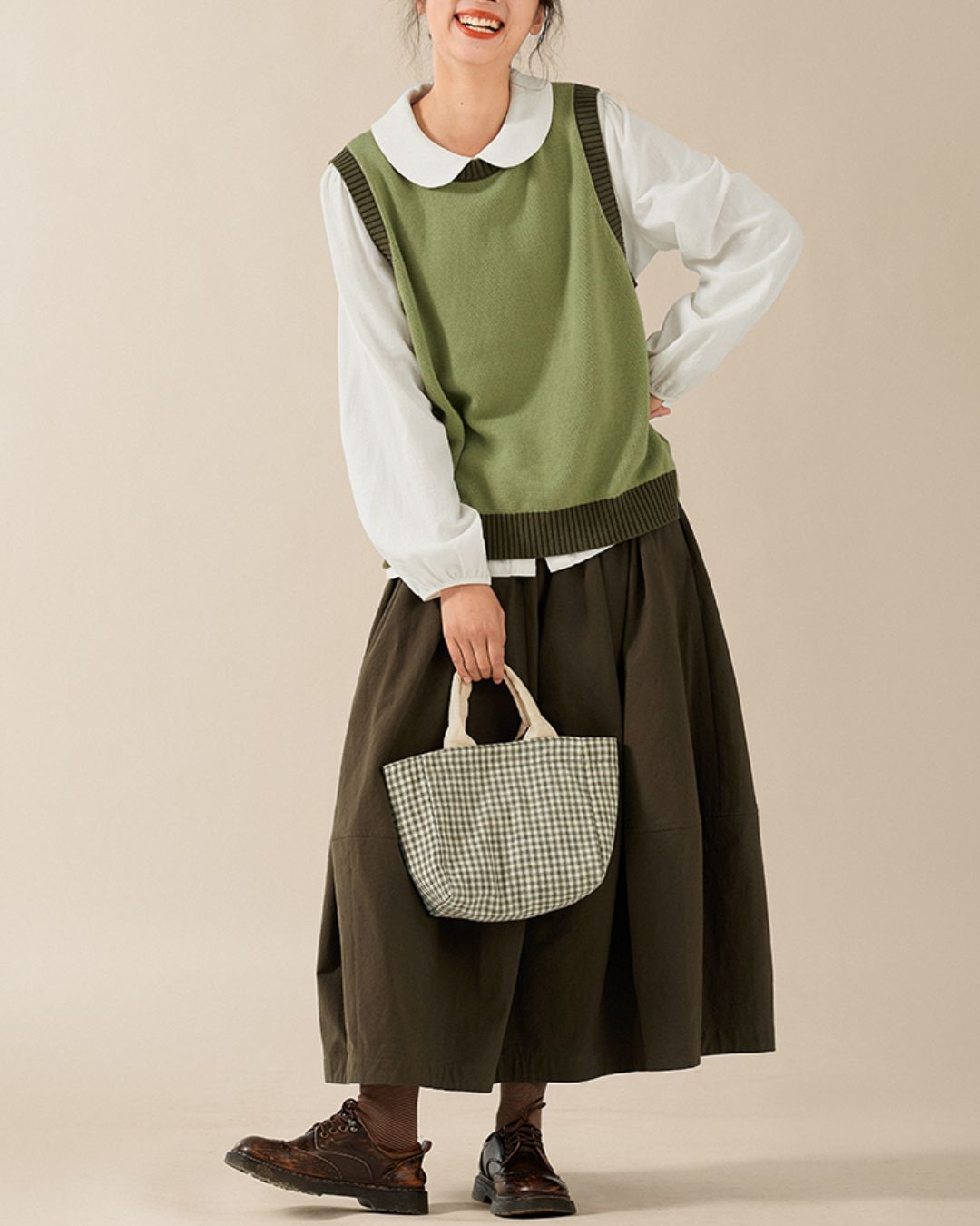 Round-collar Cotton Shirt　LS026