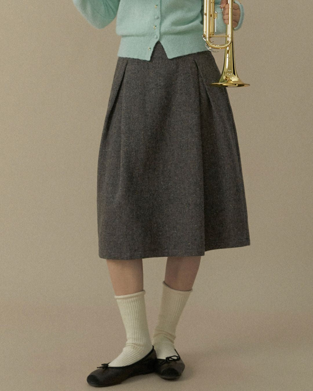 Nep Knee-length Cocoon Skirt　SK015