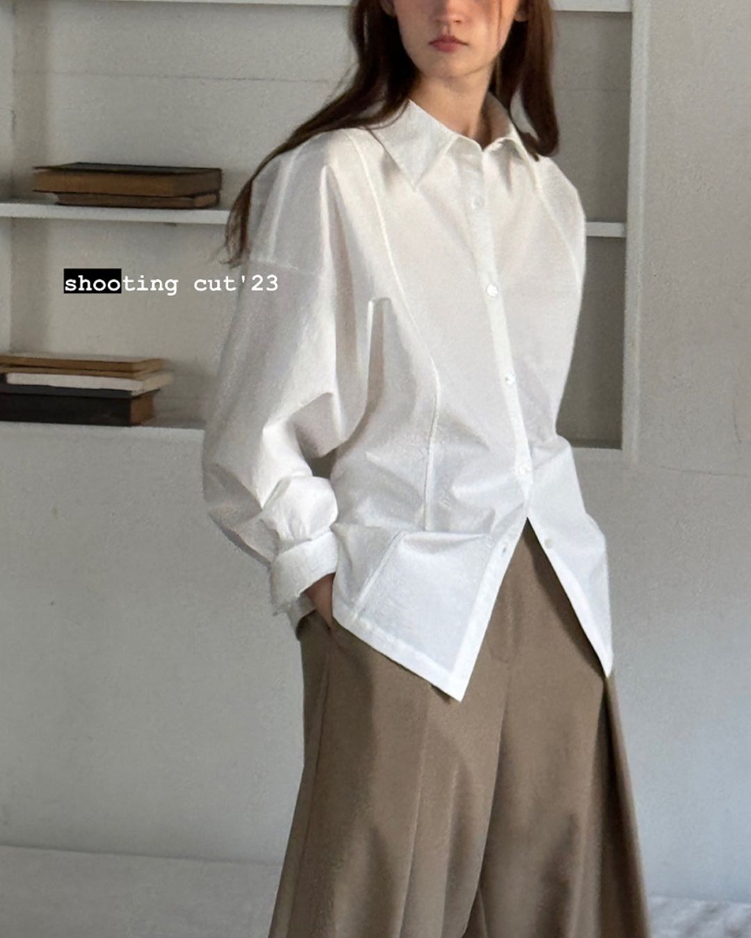 Back Button Basic Shirt　LS022