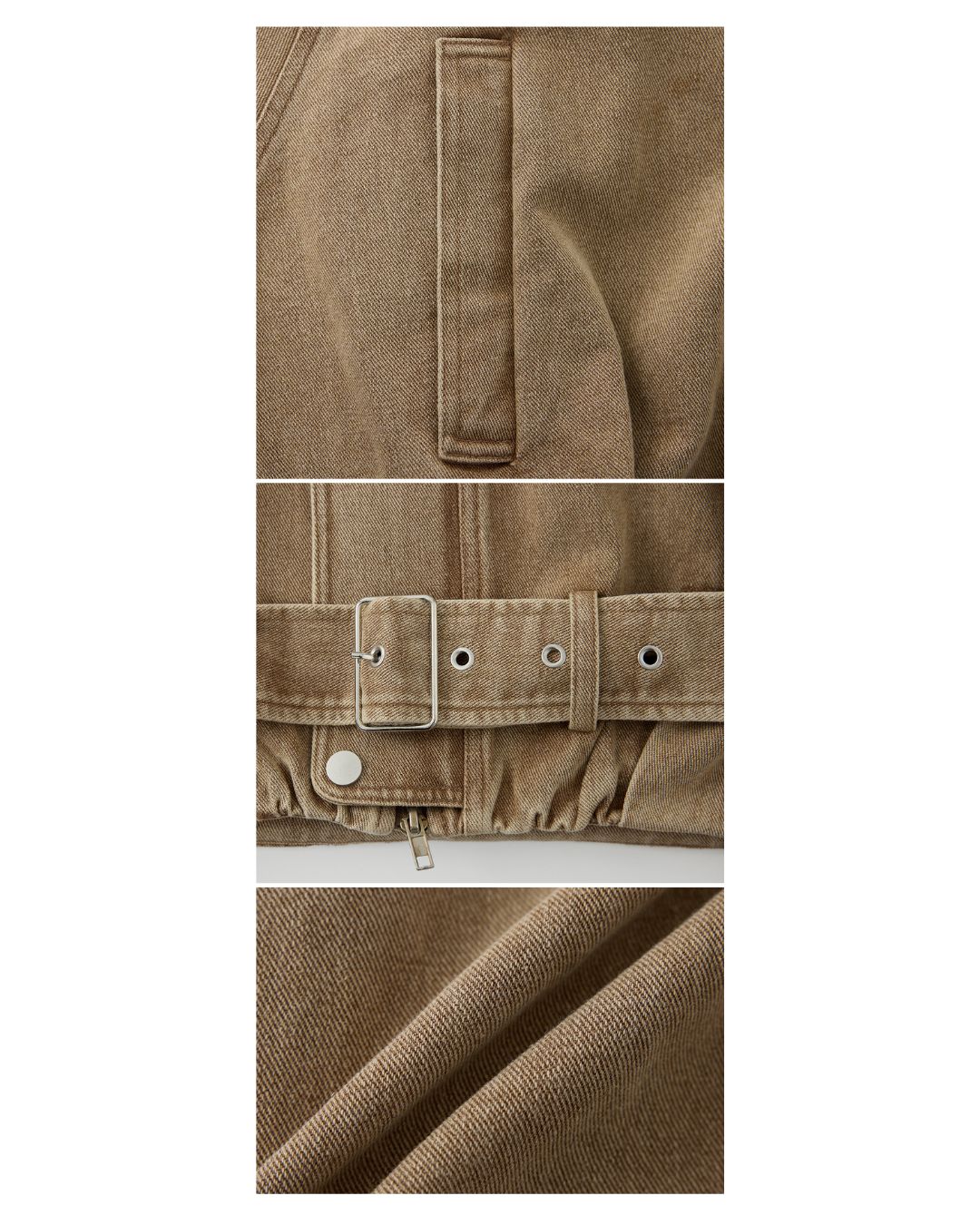 Belted Denim Cropped Jacket　JK026