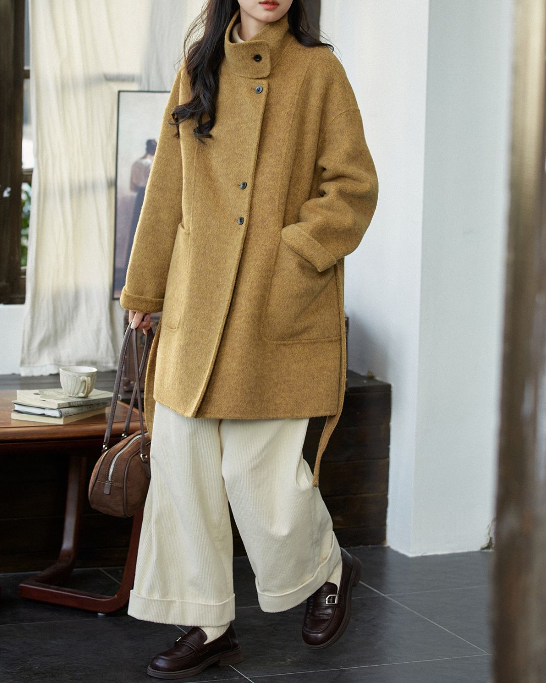Stand-collar Wool Relaxed Coat　CT021