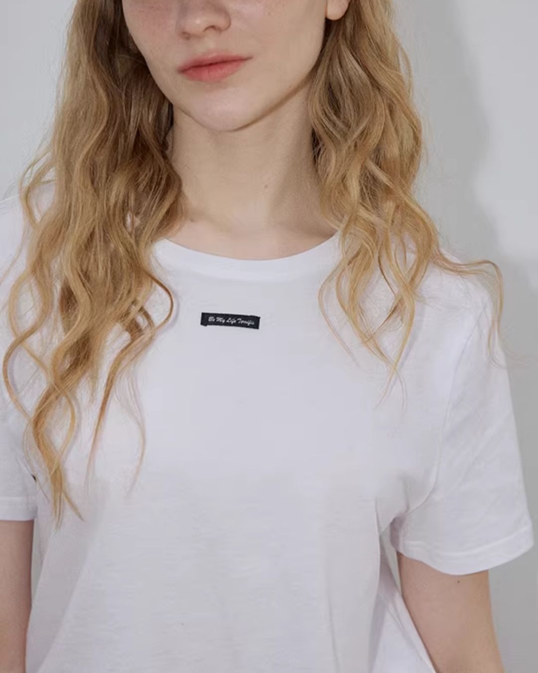 One-point Label Basic T-shirt　ST007