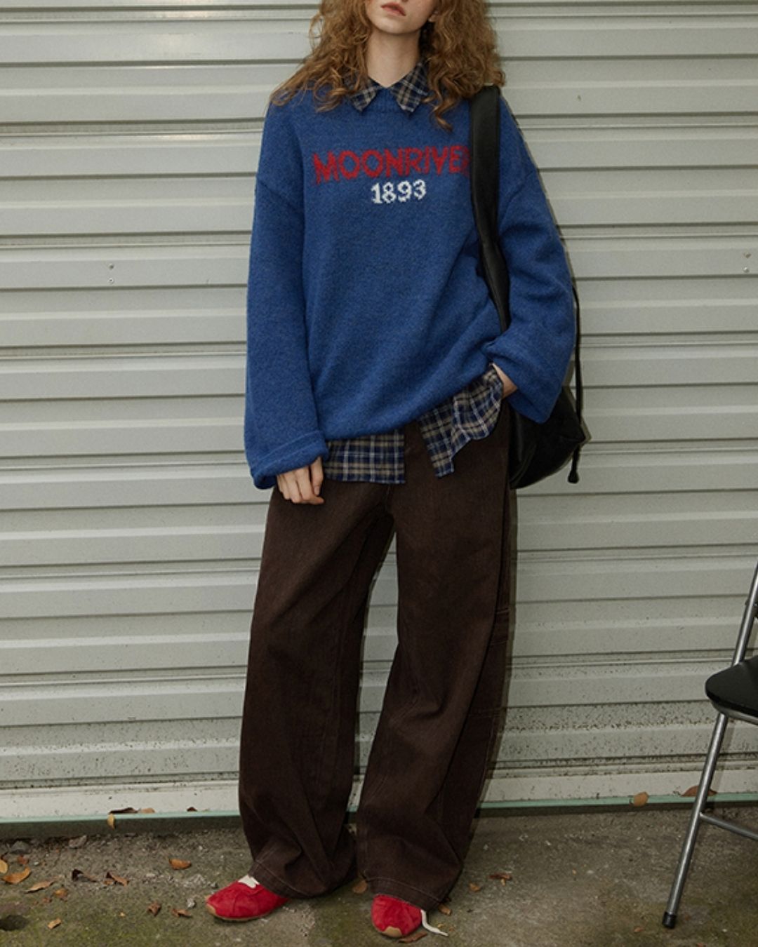 Oversized Checked Cotton Shirt　LS034