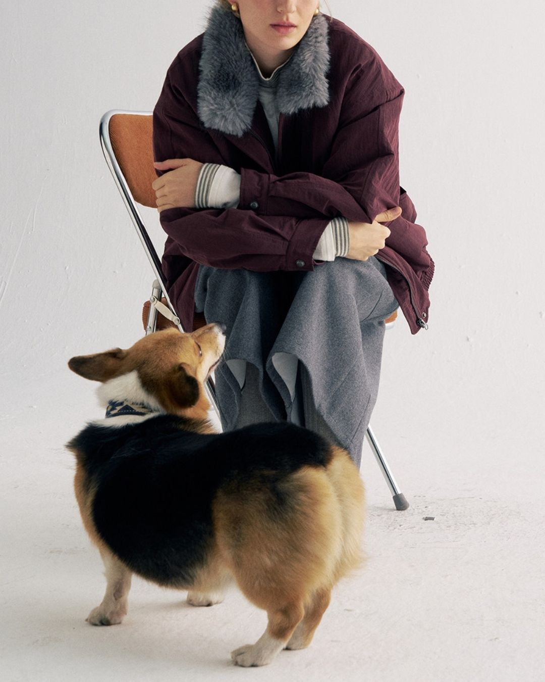 Detachable Fur Collar Quilted Jacket　JK078