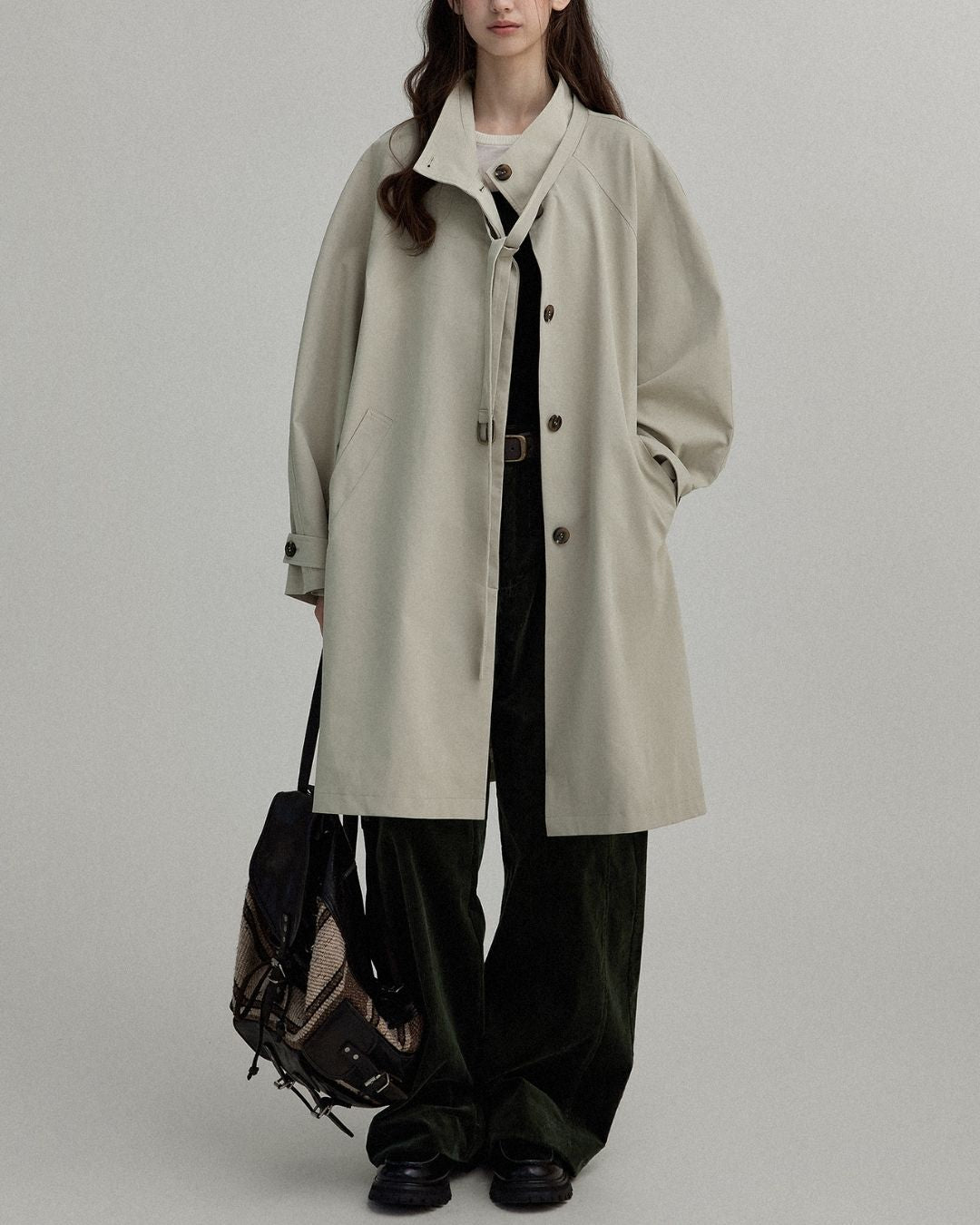 Stand Collar A-line Coat　CT002