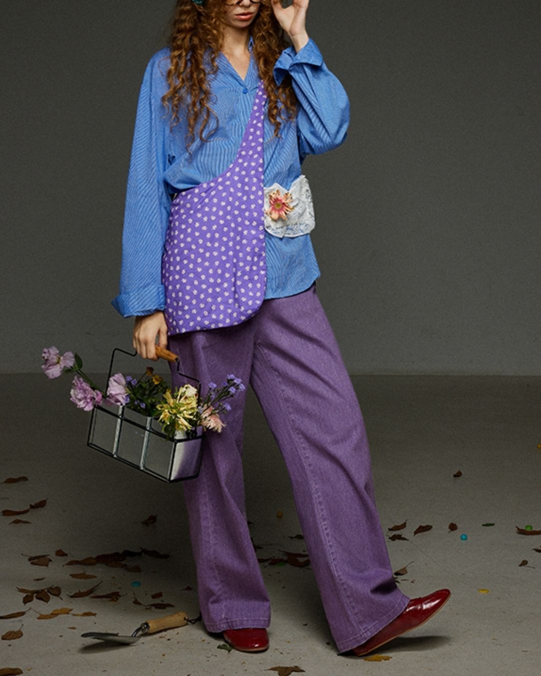 Collared V-neck Loose Shirt　LS029