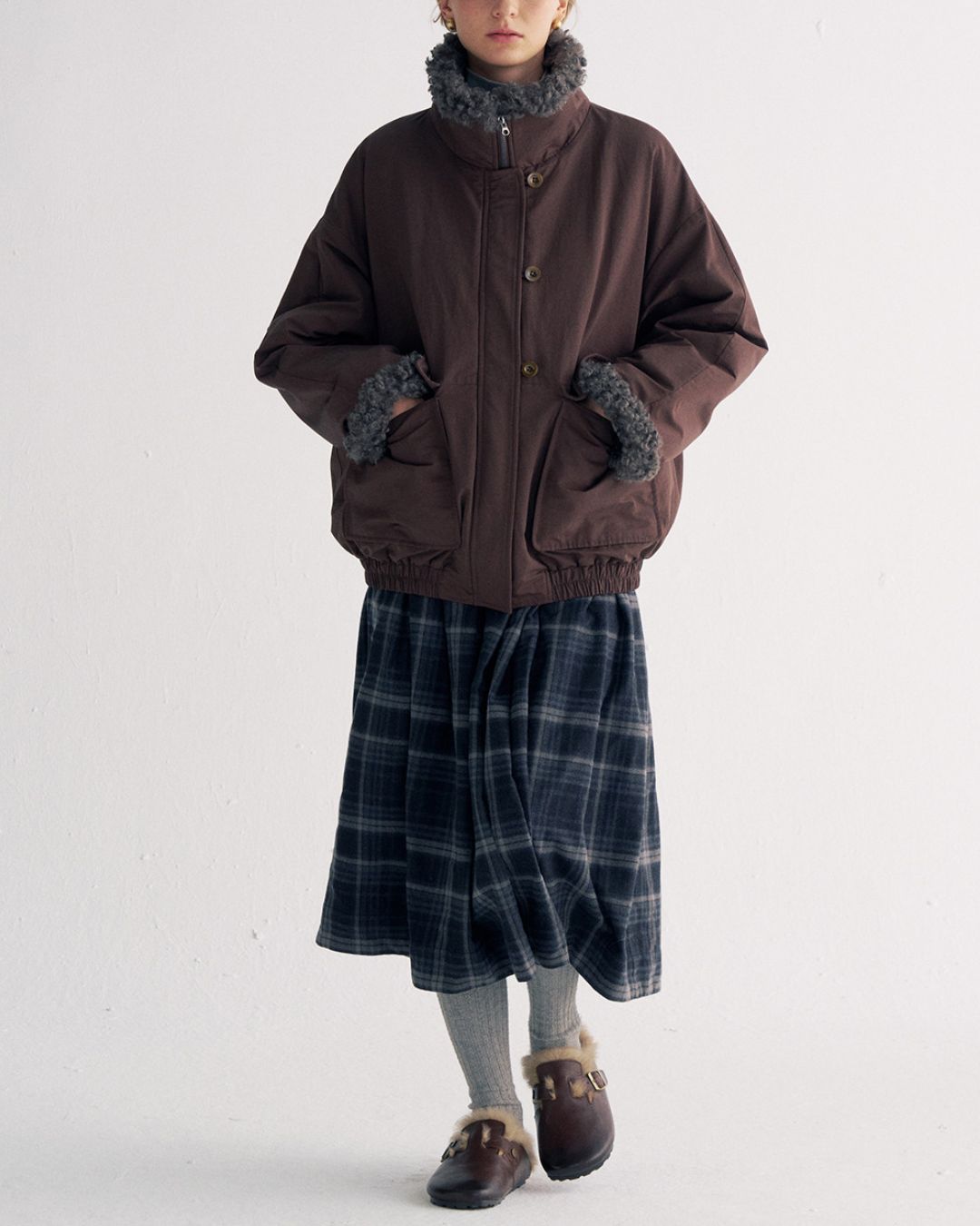 Stand-up Boa Collar Padded Jacket　JK077