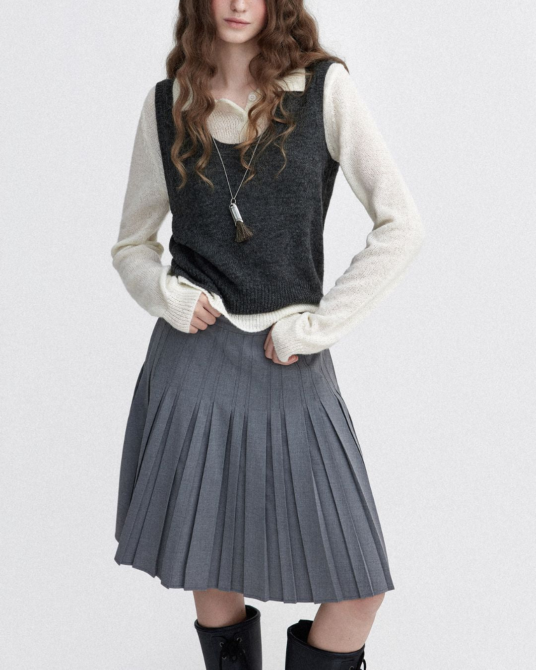 Soft Polo Knit ＆ U-neck Vest　KN023