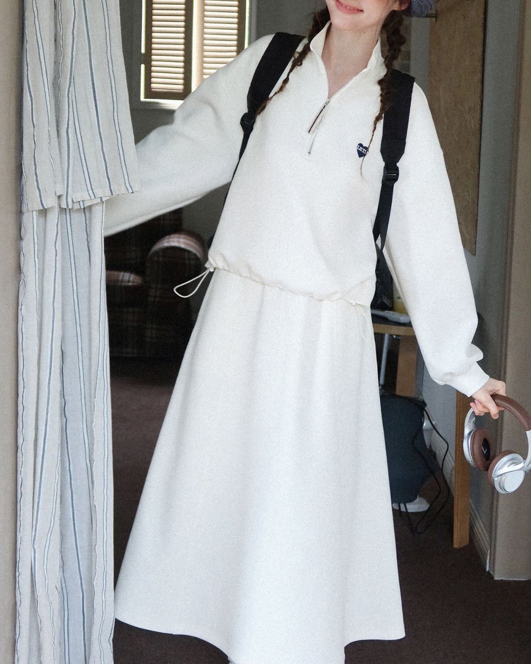 Heart Half-zip Sweat & Skirt　SW004