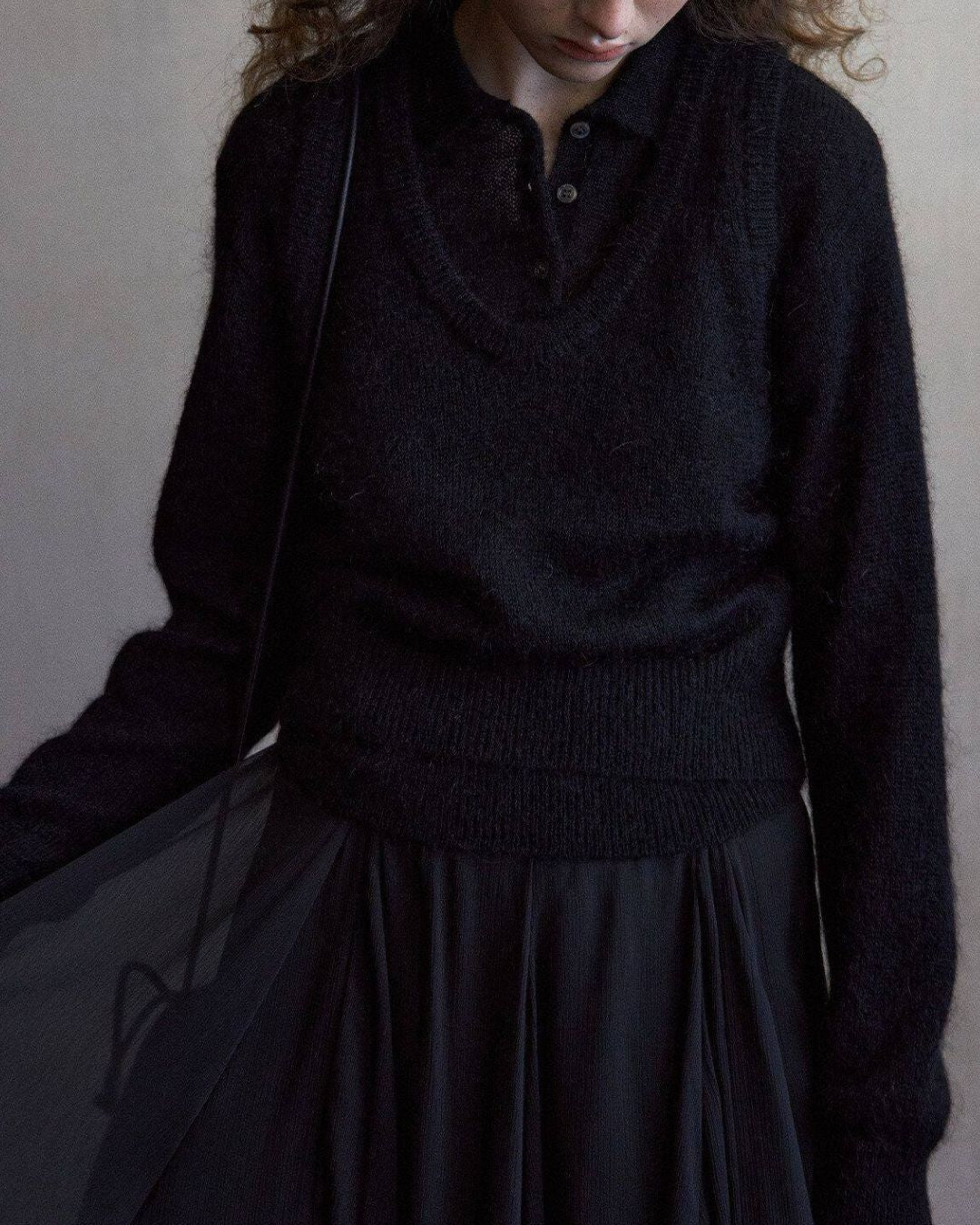 Fluffy Polo Collar Knit　KN110