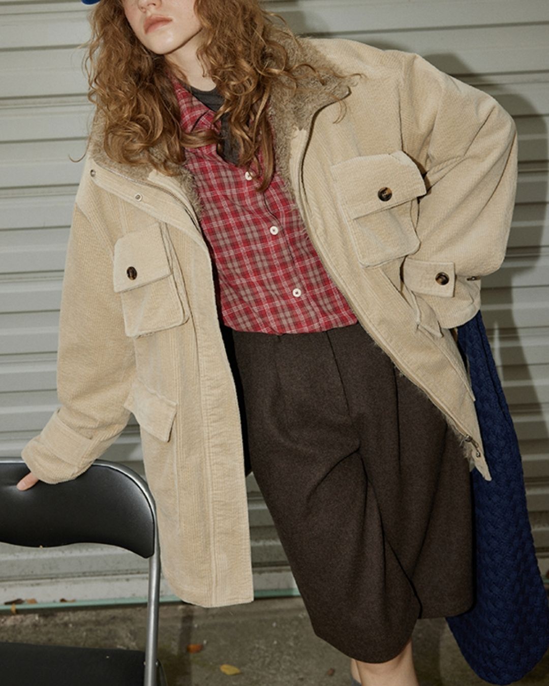 Oversized Checked Cotton Shirt　LS034