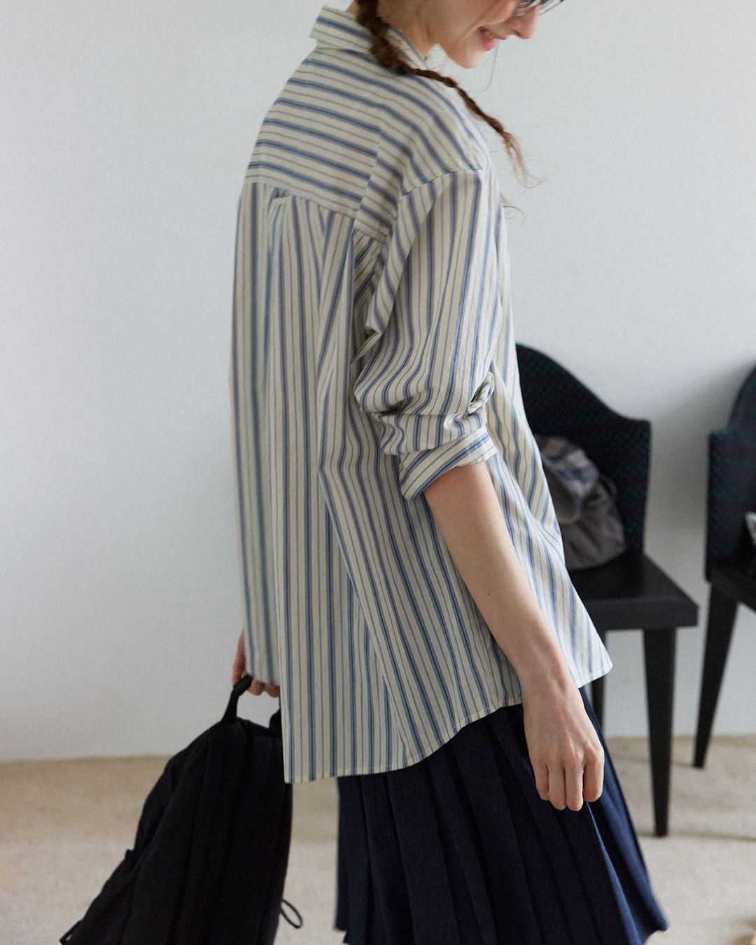 Double Zipper Striped Shirt　LS014