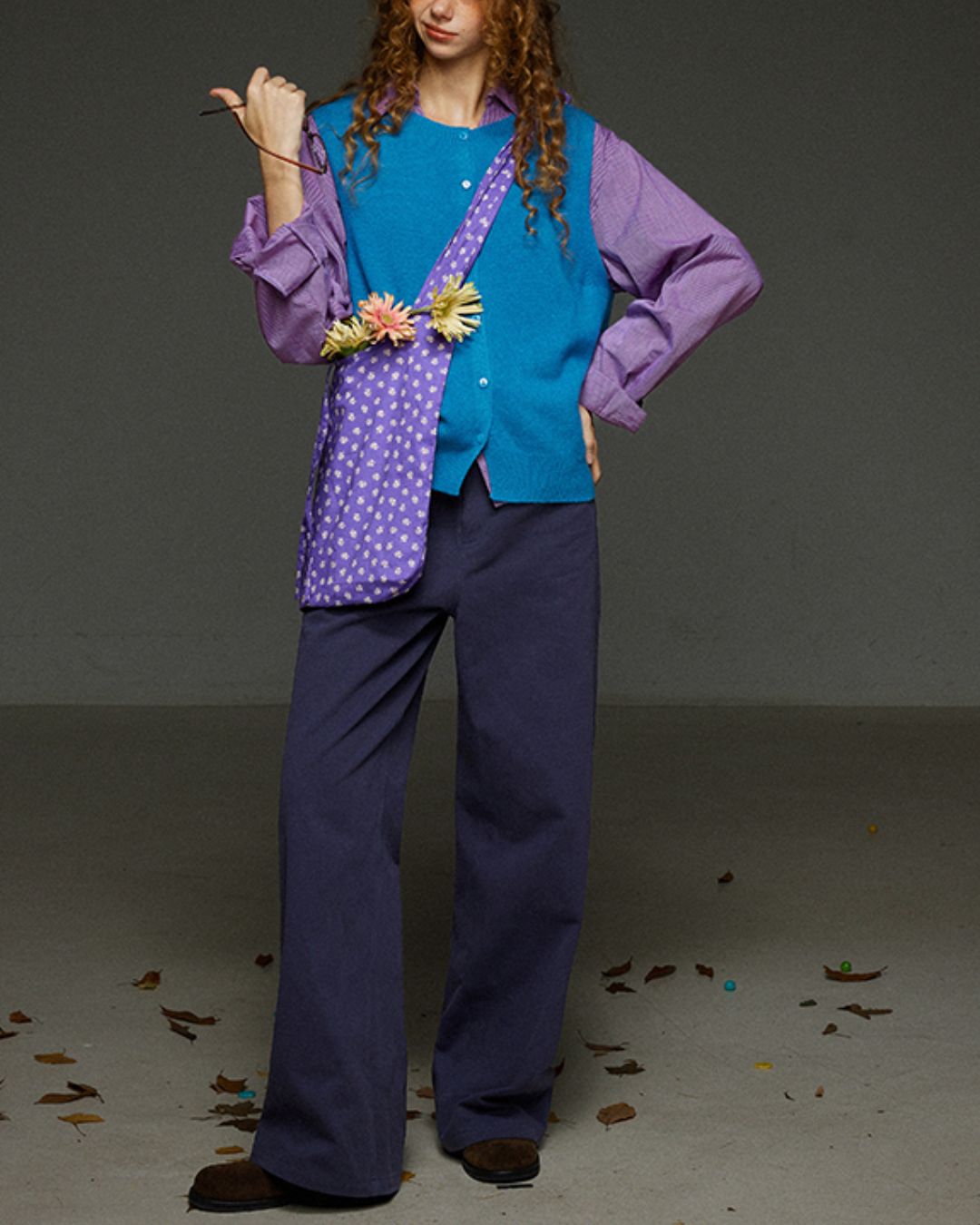 Retro Knit Front Button Vest　KN034