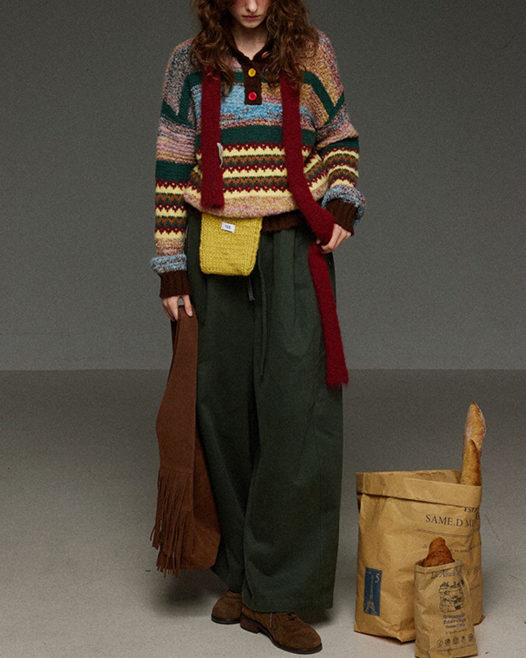 Drawstring Tuck Wide Denim Pants　DP011