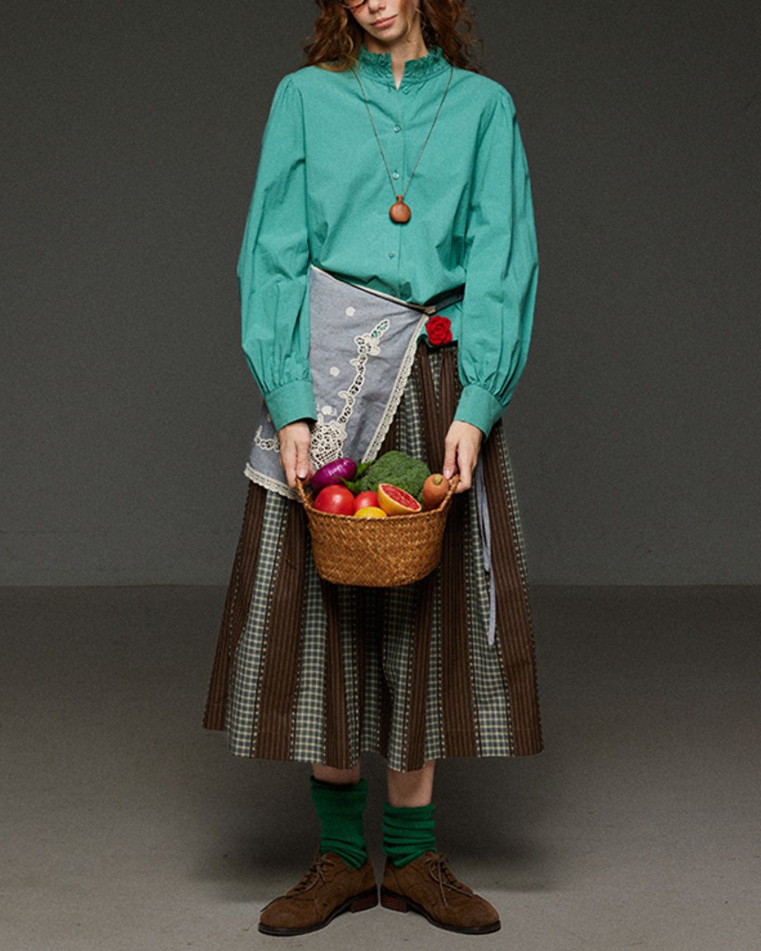 Check And Striped Contrast Color Skirt　SK007