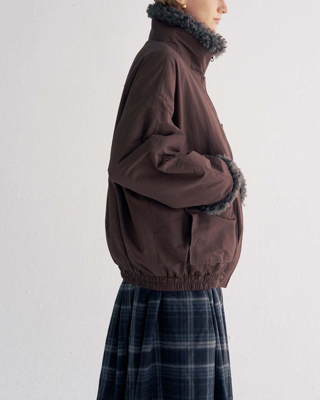 Stand-up Boa Collar Padded Jacket　JK077