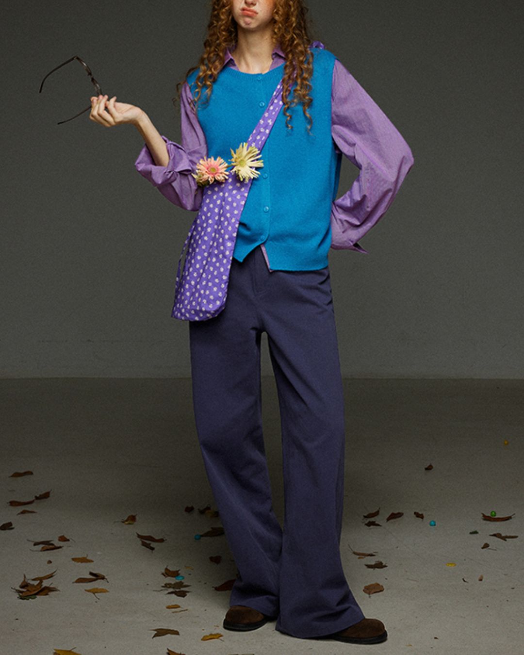 Retro Knit Front Button Vest　KN034