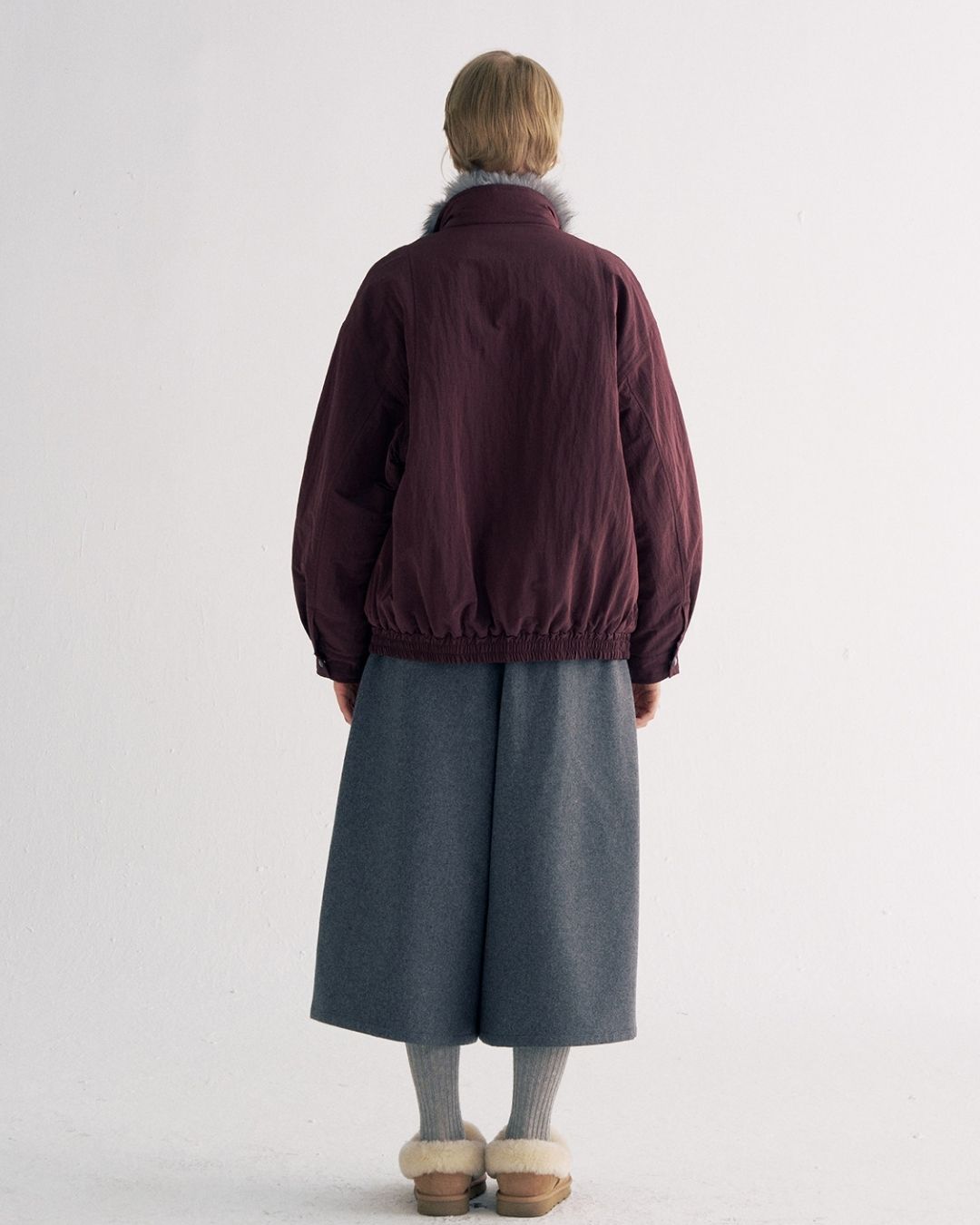 Detachable Fur Collar Quilted Jacket　JK078