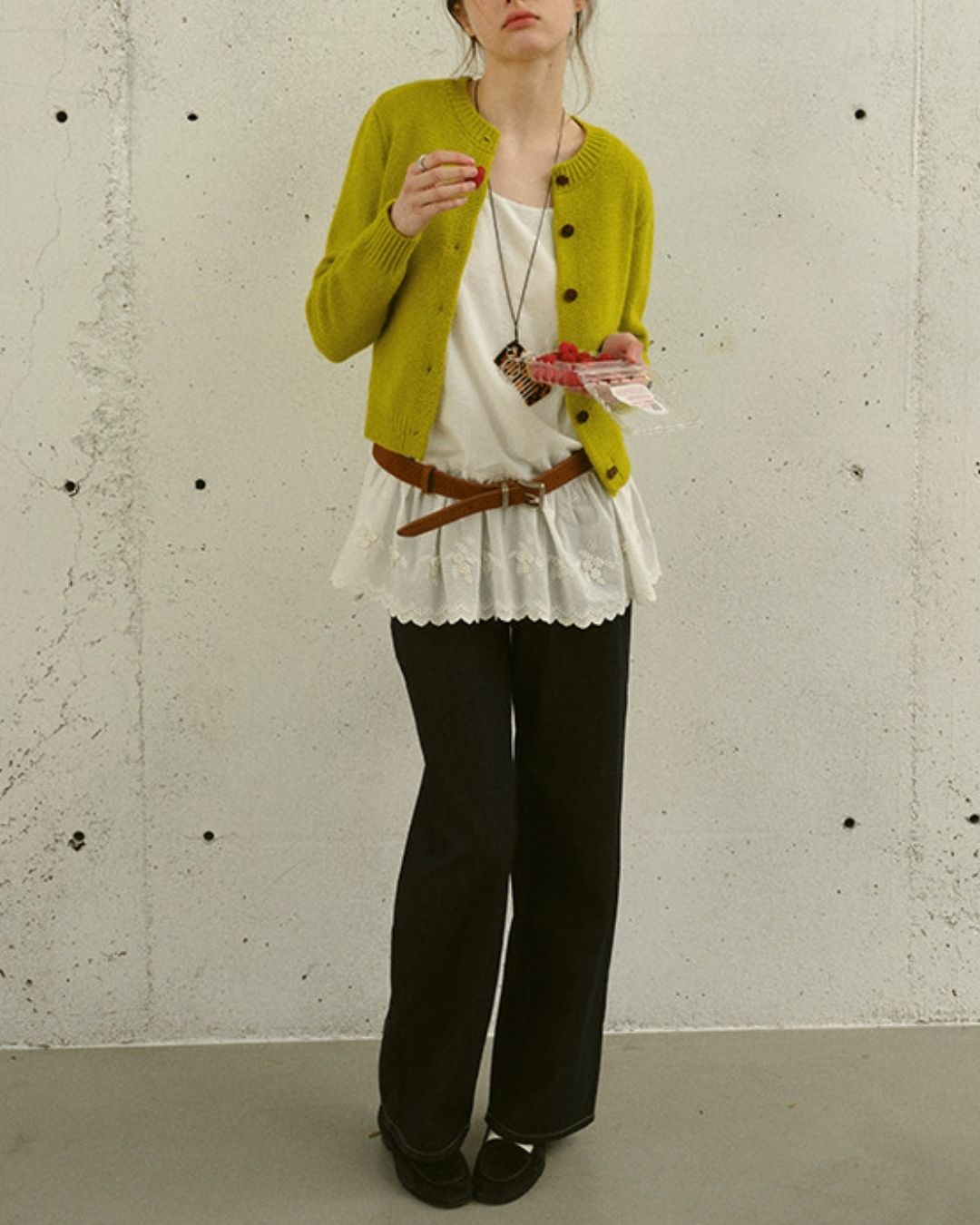 Round Neck Retro Fluffy Knit Cardigan　KN115