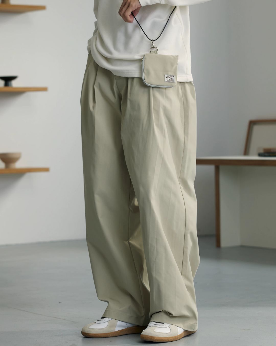Casual Straight Pants With Mini Bag　PT034