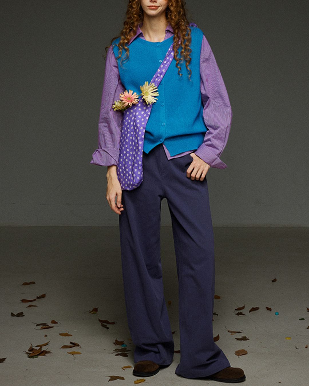 Retro Knit Front Button Vest　KN034