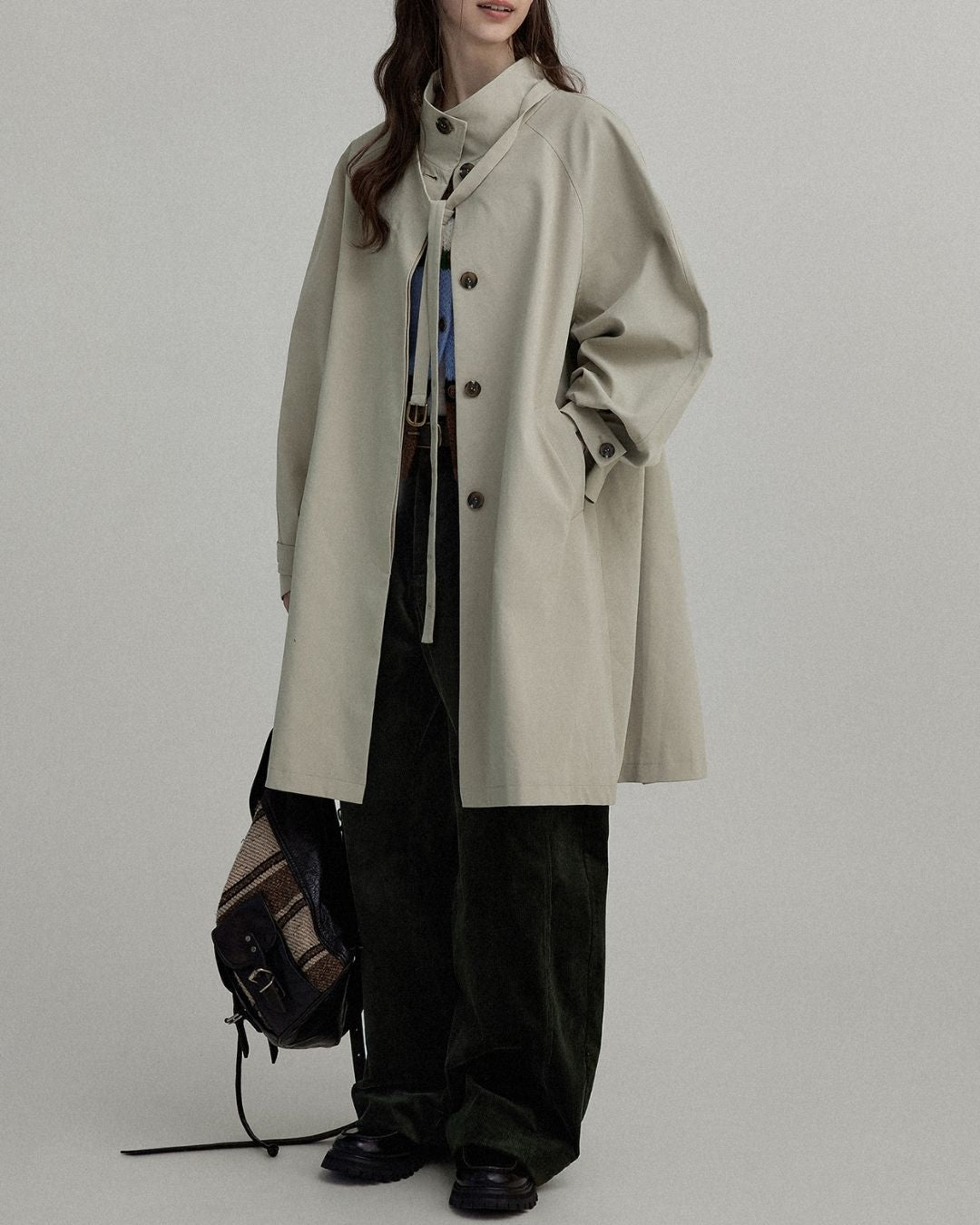 Stand Collar A-line Coat　CT002