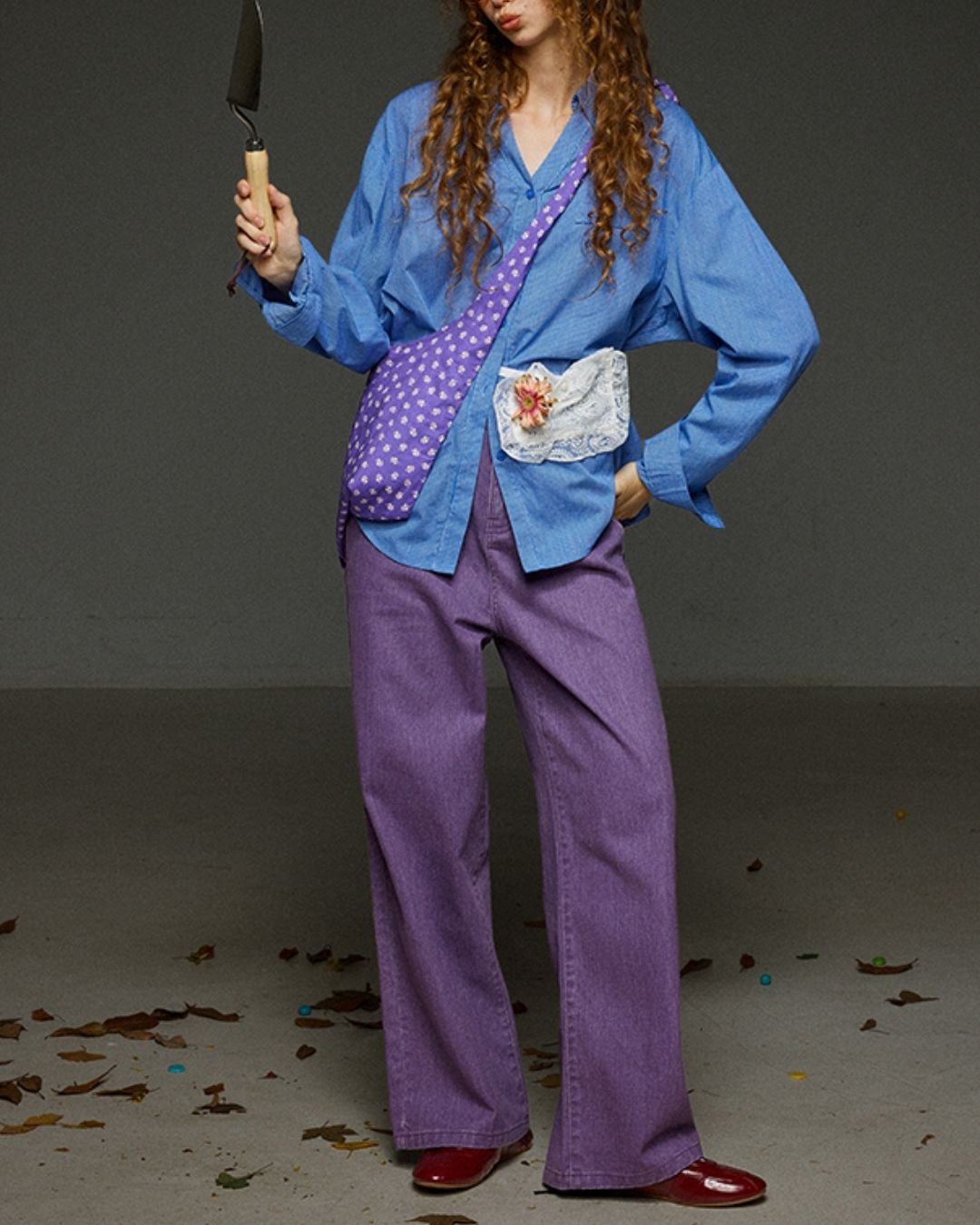 Collared V-neck Loose Shirt　LS029