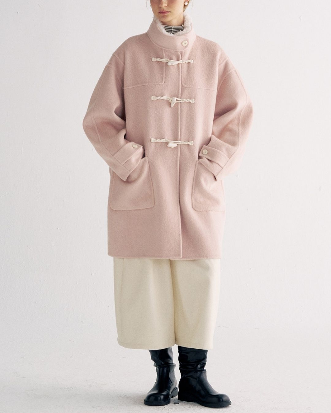 Stand Collar Duffle Check Coat　CT031