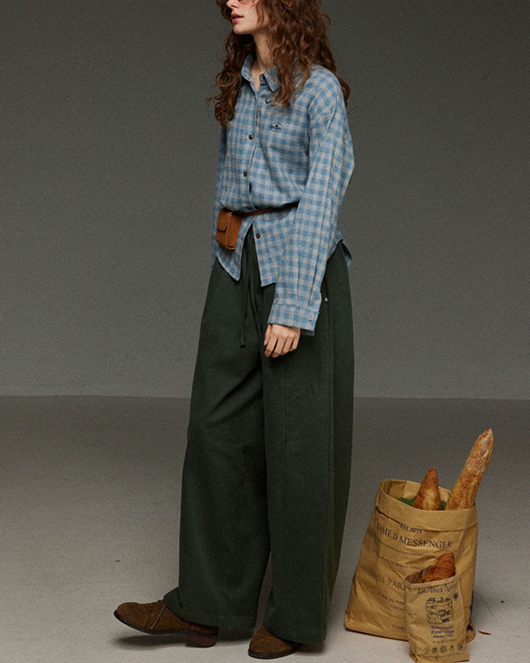 Drawstring Tuck Wide Denim Pants　DP011
