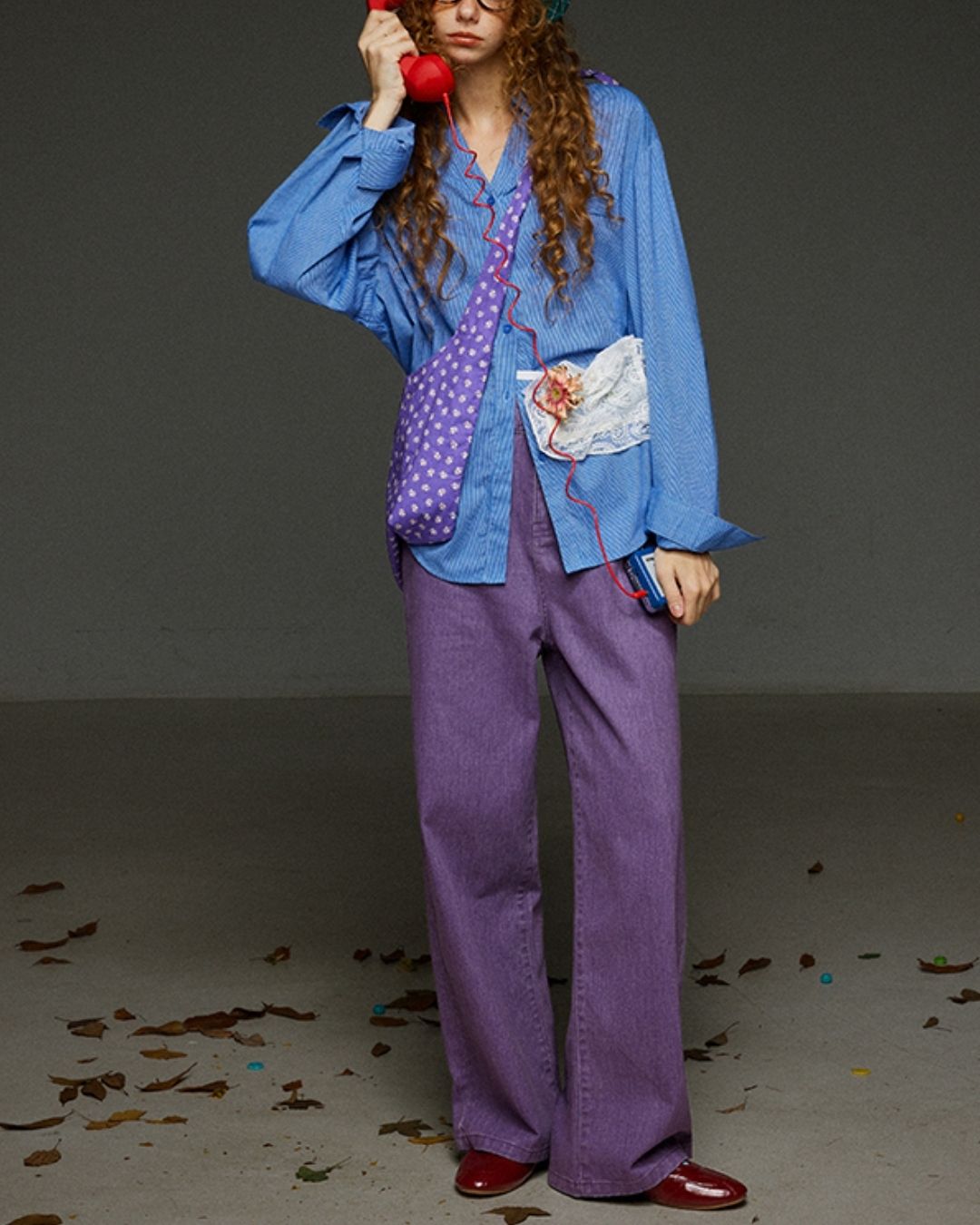 Collared V-neck Loose Shirt　LS029